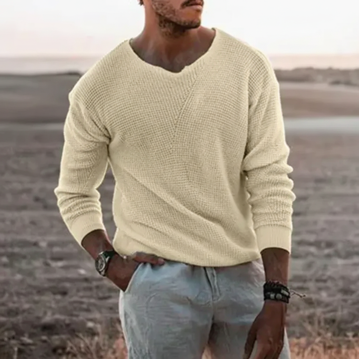 Mens Cotton Blend Waffle Knit Jumper