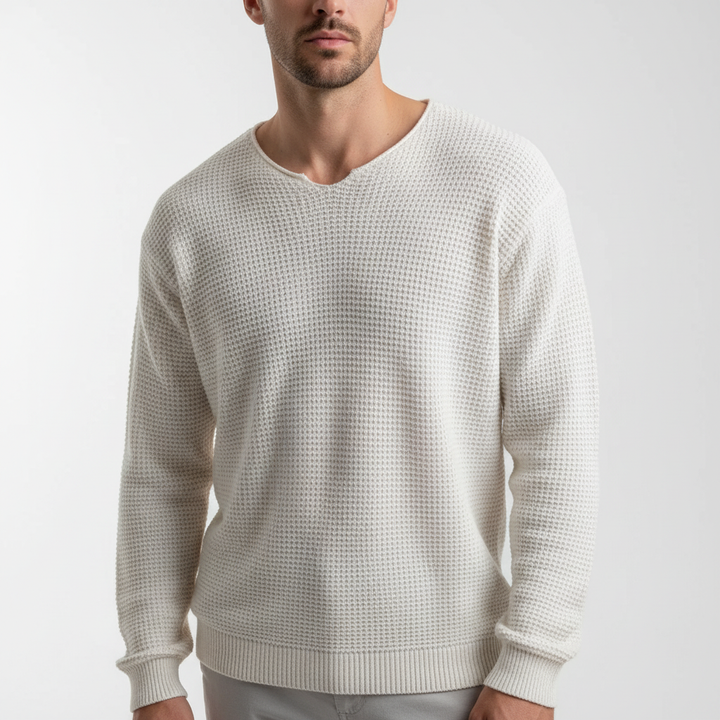 Mens Cotton Blend Waffle Knit Jumper