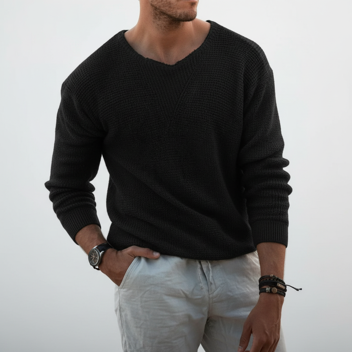 Mens Cotton Blend Waffle Knit Jumper