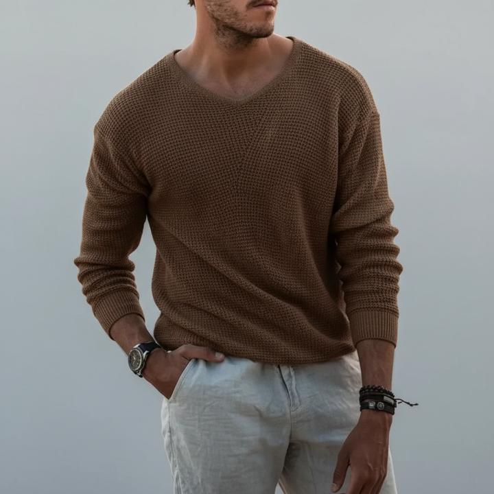 Mens Cotton Blend Waffle Knit Jumper