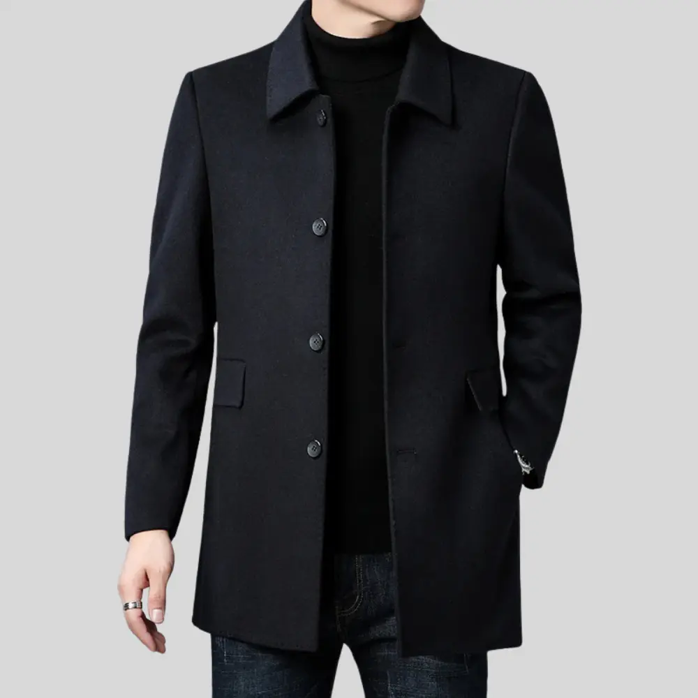 Mens Knitted Casual Ribbed Cuff Coat