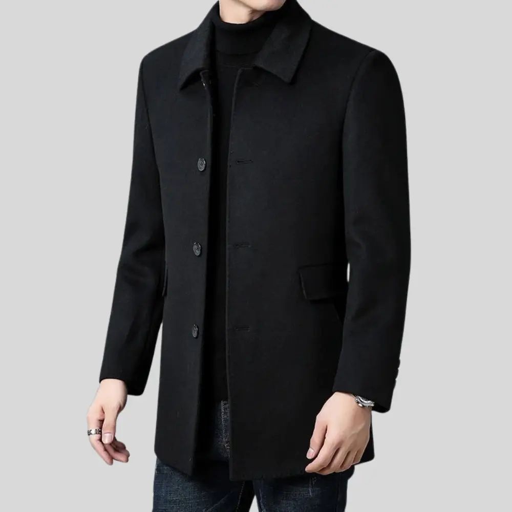 Mens Knitted Casual Ribbed Cuff Coat