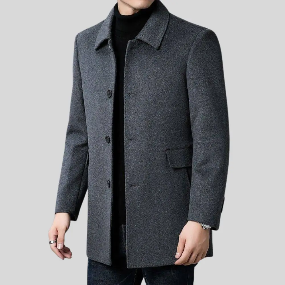 Mens Knitted Casual Ribbed Cuff Coat