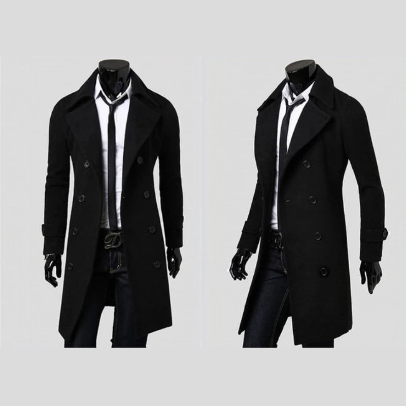 Mens Relaxed Fit Classic Ribbed Cuff Coat