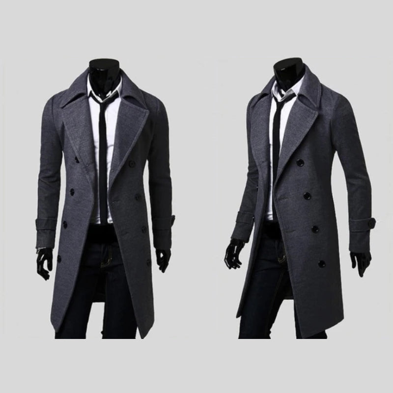 Mens Relaxed Fit Classic Ribbed Cuff Coat