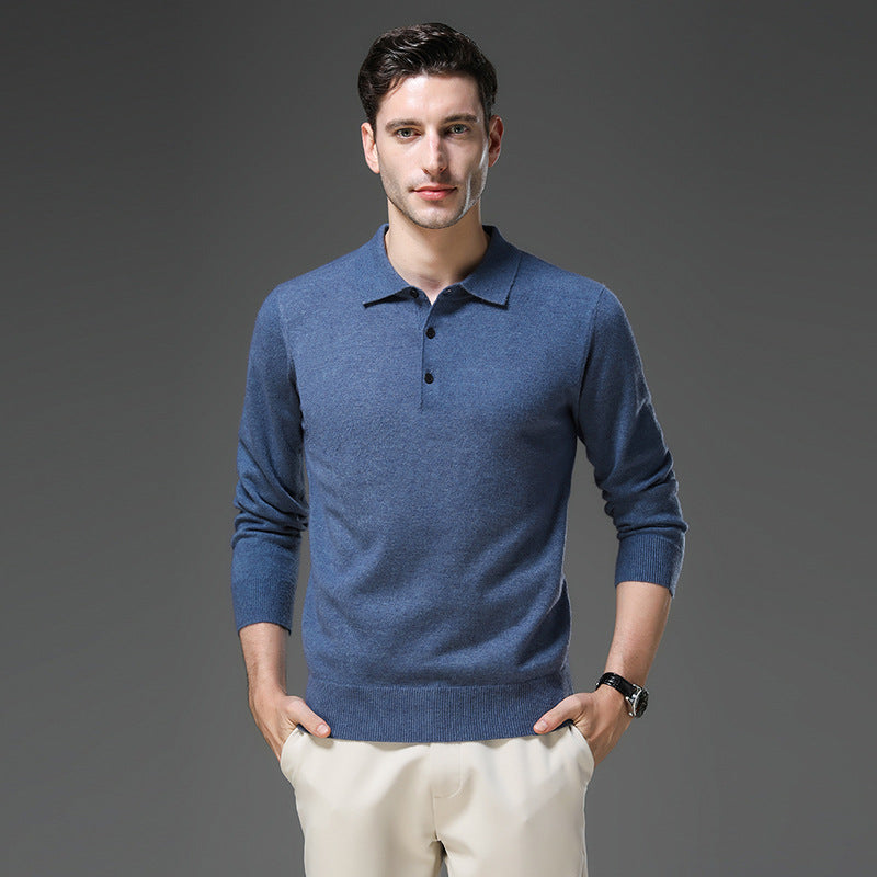 Mens Cashmere Polo Collar Knit Jumper
