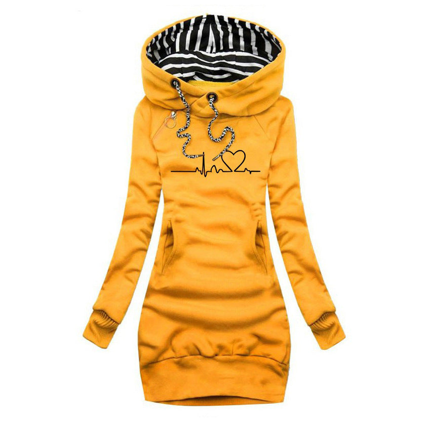 Womens Heart Print Turtleneck Jumper Dress