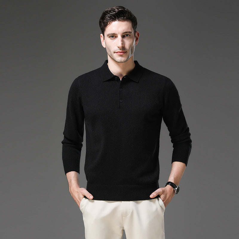Mens Cashmere Polo Collar Knit Jumper
