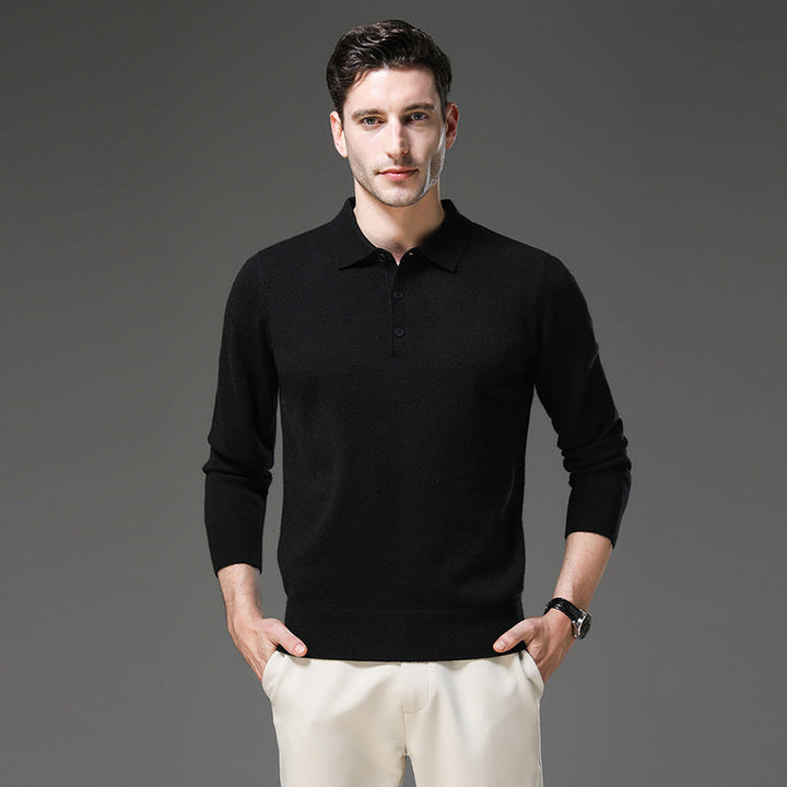 Mens Cashmere Polo Collar Knit Jumper