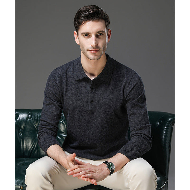 Mens Cashmere Polo Collar Knit Jumper