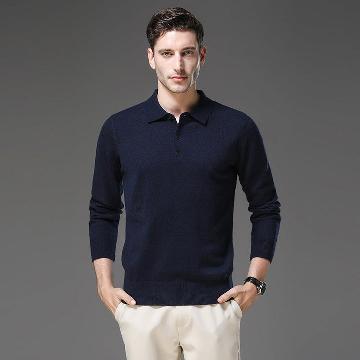 Mens Cashmere Polo Collar Knit Jumper