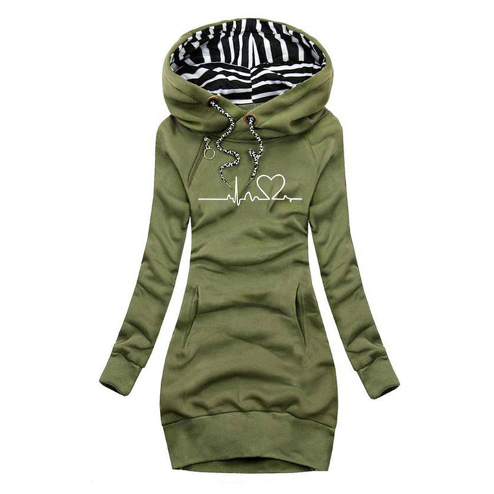 Womens Heart Print Turtleneck Jumper Dress