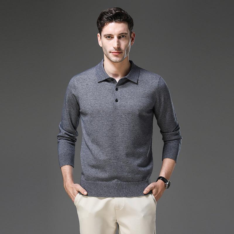 Mens Cashmere Polo Collar Knit Jumper