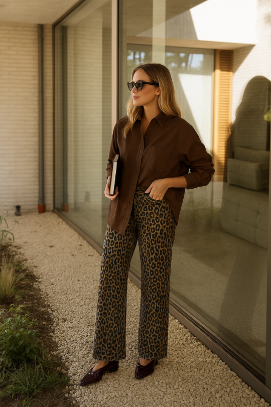 Nadine | Leopard Print Flared Pants