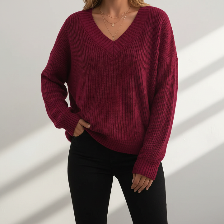 Womens Cashmere V Neck Oversized Jumper