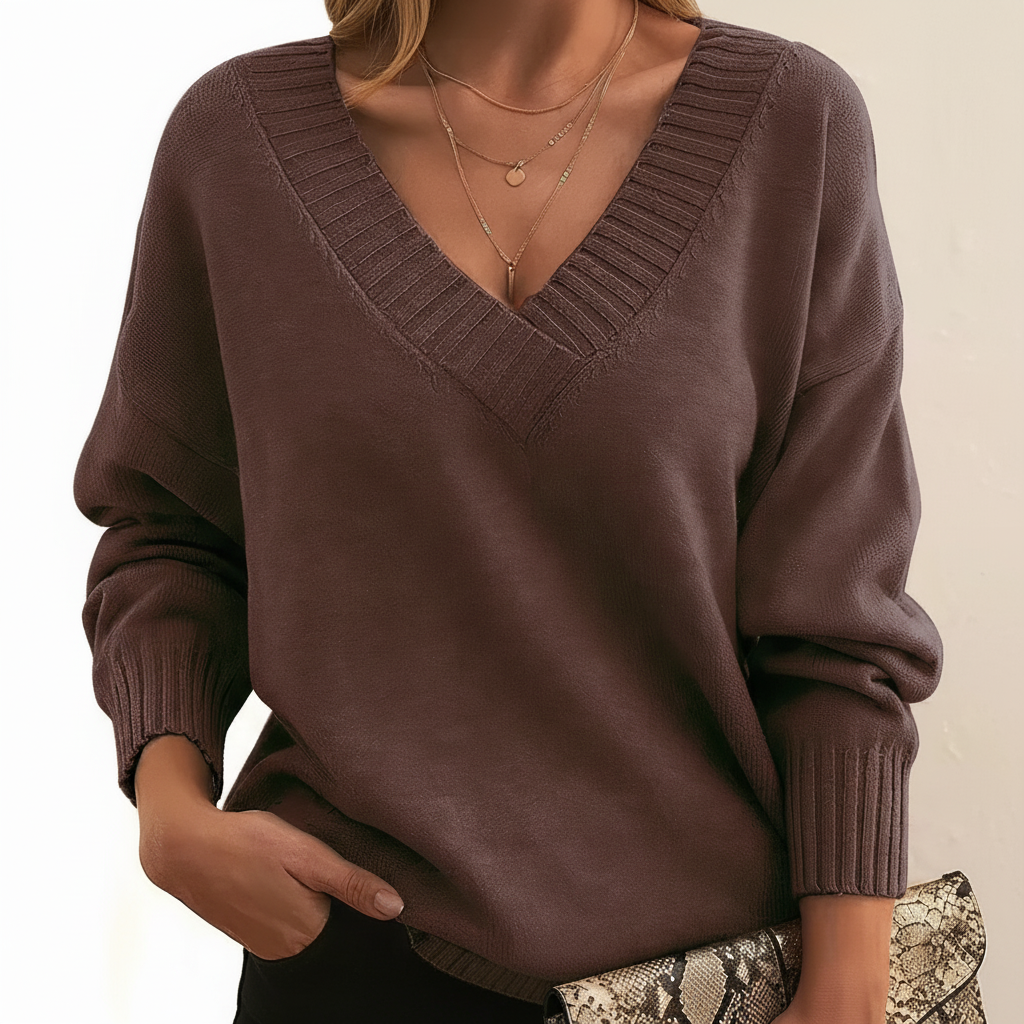 Womens Cashmere V Neck Oversized Jumper