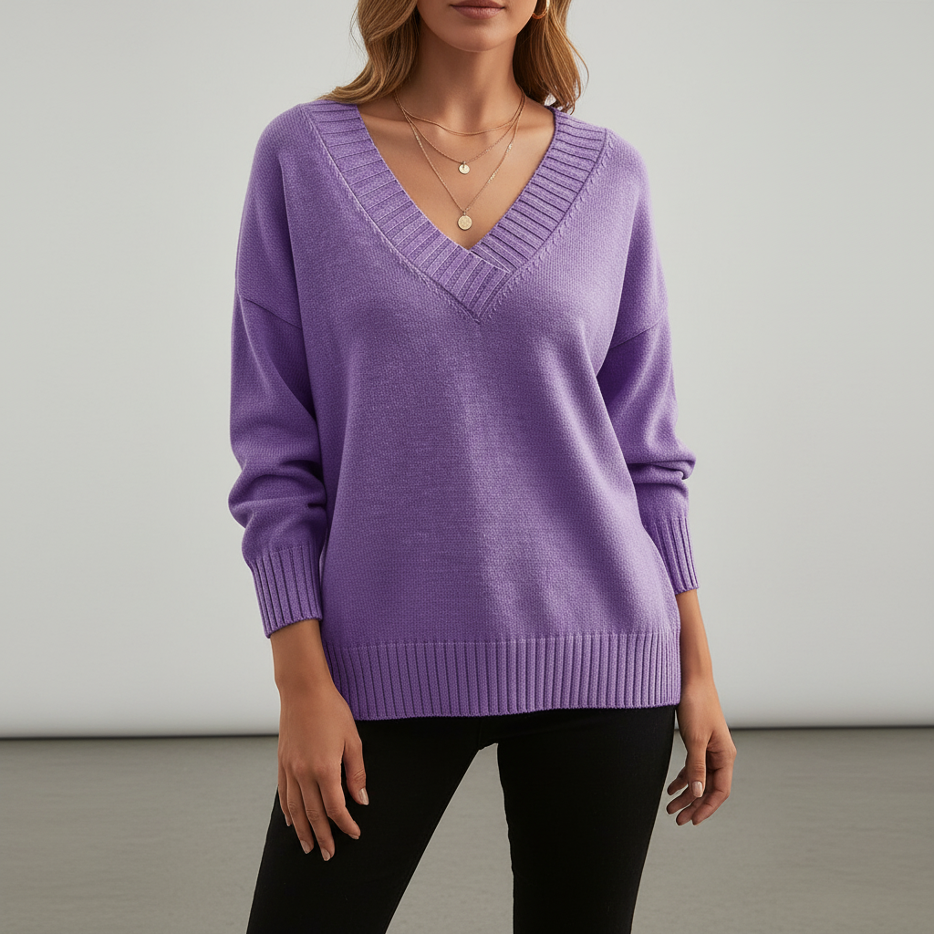 Womens Cashmere V Neck Oversized Jumper