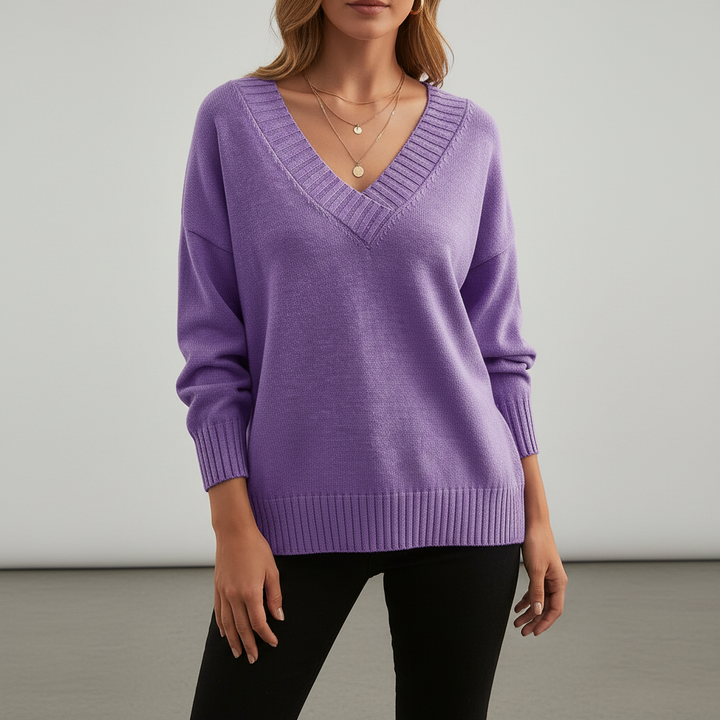 Womens Cashmere V Neck Oversized Jumper