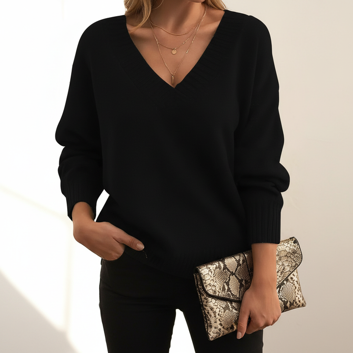 Womens Cashmere V Neck Oversized Jumper
