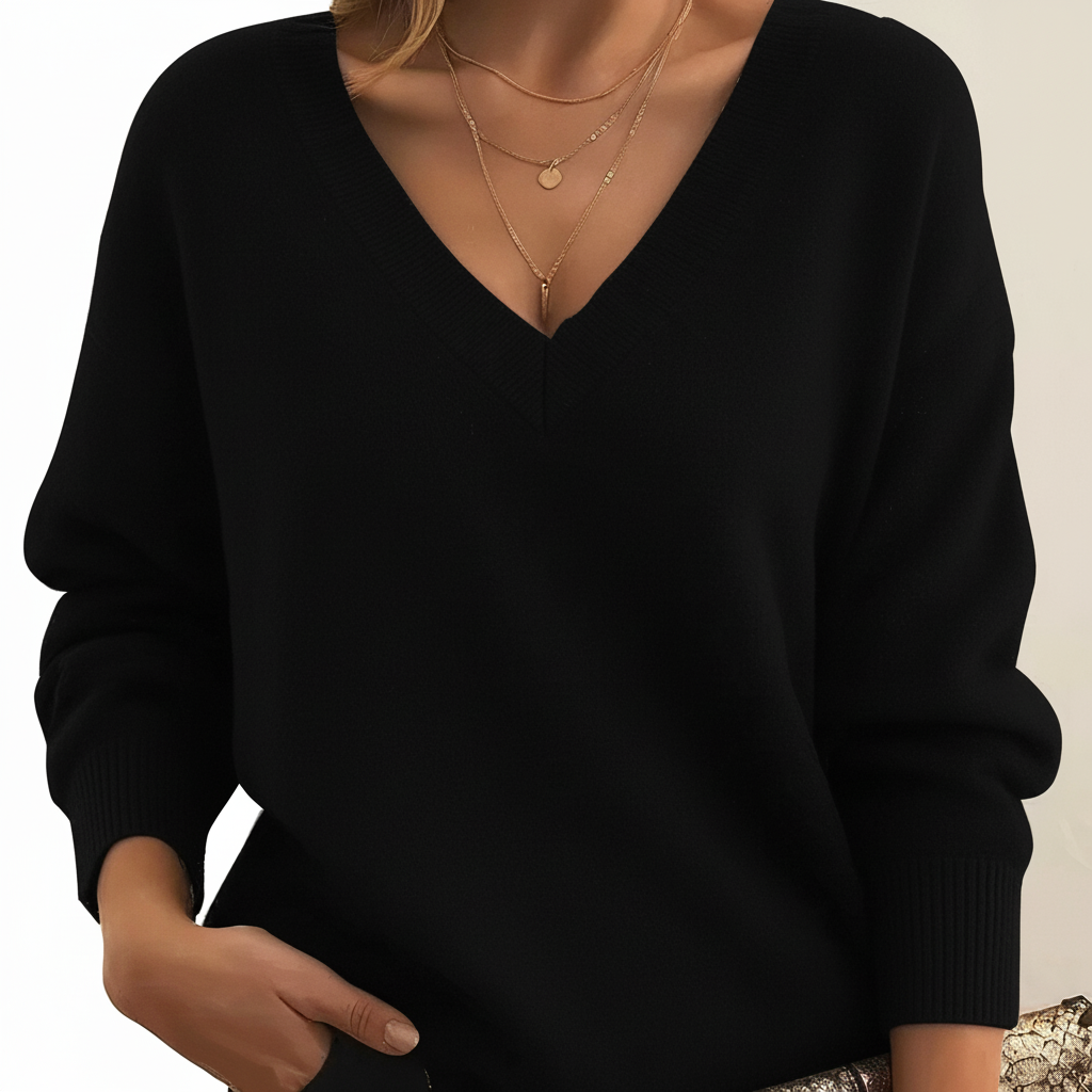 Womens Cashmere V Neck Oversized Jumper