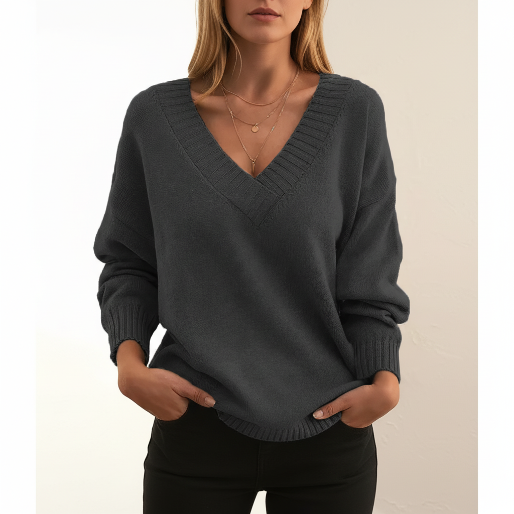 Womens Cashmere V Neck Oversized Jumper