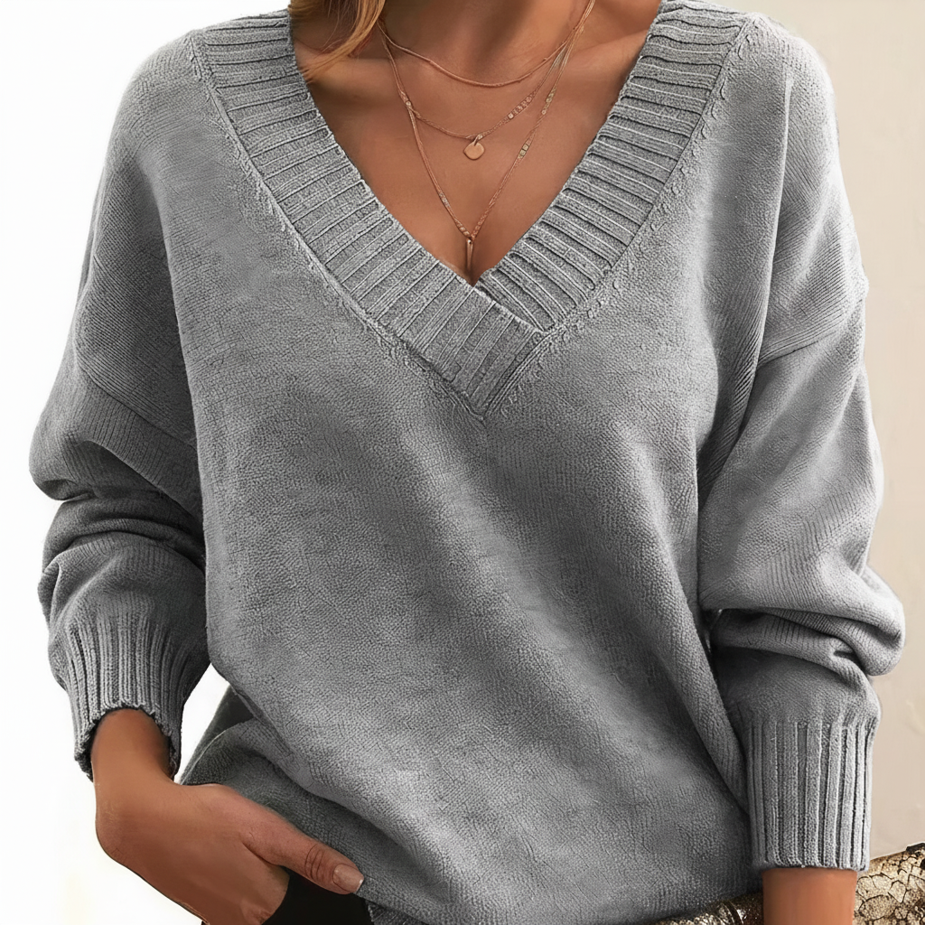 Womens Cashmere V Neck Oversized Jumper