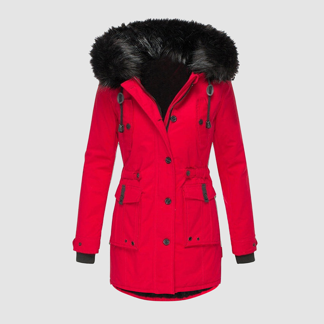 Womens Waterproof Faux Fur Hood Parka