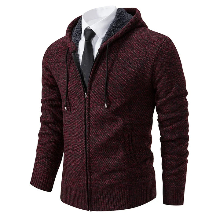 Mens Zip Front Casual Ribbed Cuff Cardigan