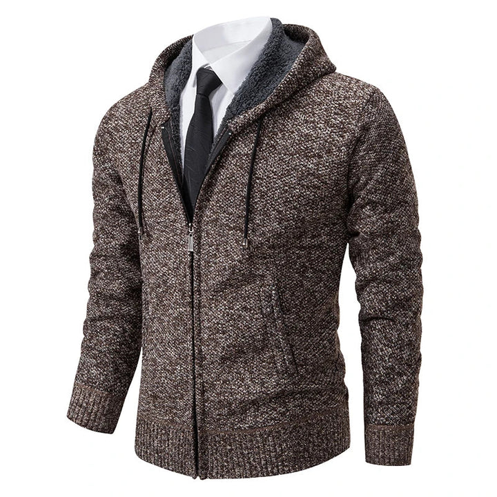 Mens Zip Front Casual Ribbed Cuff Cardigan