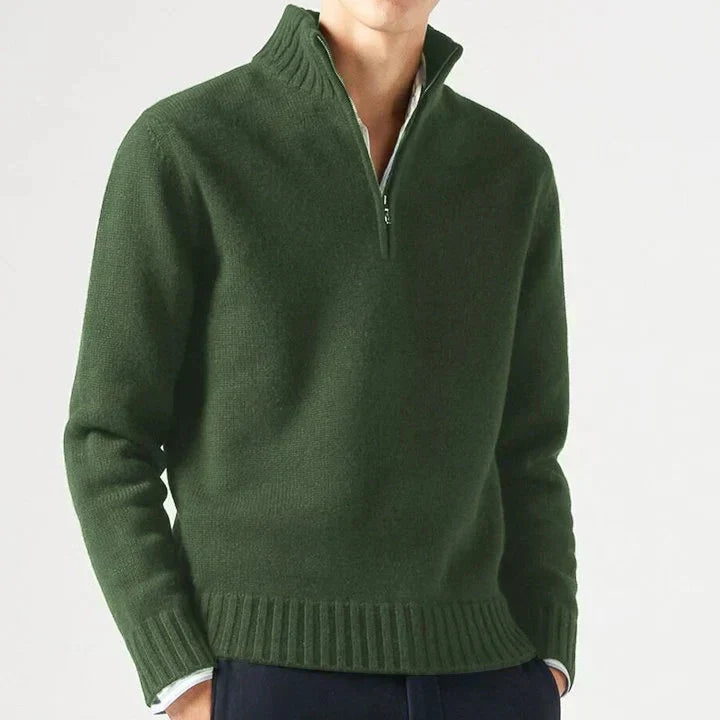 Mens Knitted Zip Front Everyday Sweater