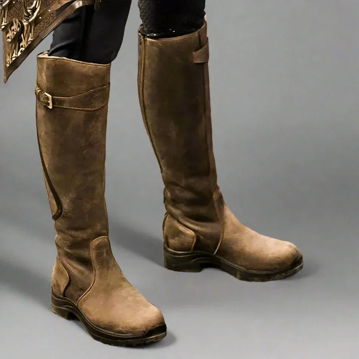 Faux Leather Zip Front Riding Boots