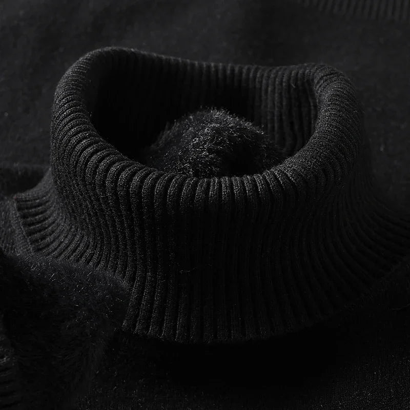 Mens Fleece Lined Turtleneck Jumper