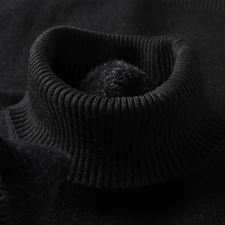 Mens Fleece Lined Turtleneck Jumper