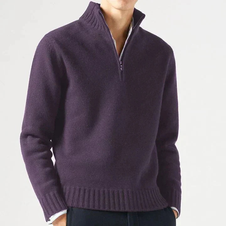 Mens Knitted Zip Front Everyday Sweater