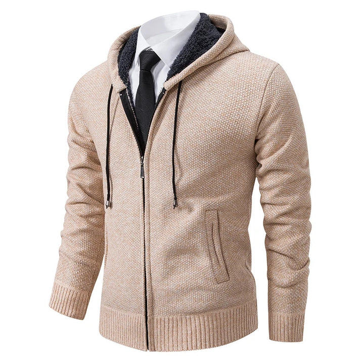 Mens Zip Front Casual Ribbed Cuff Cardigan