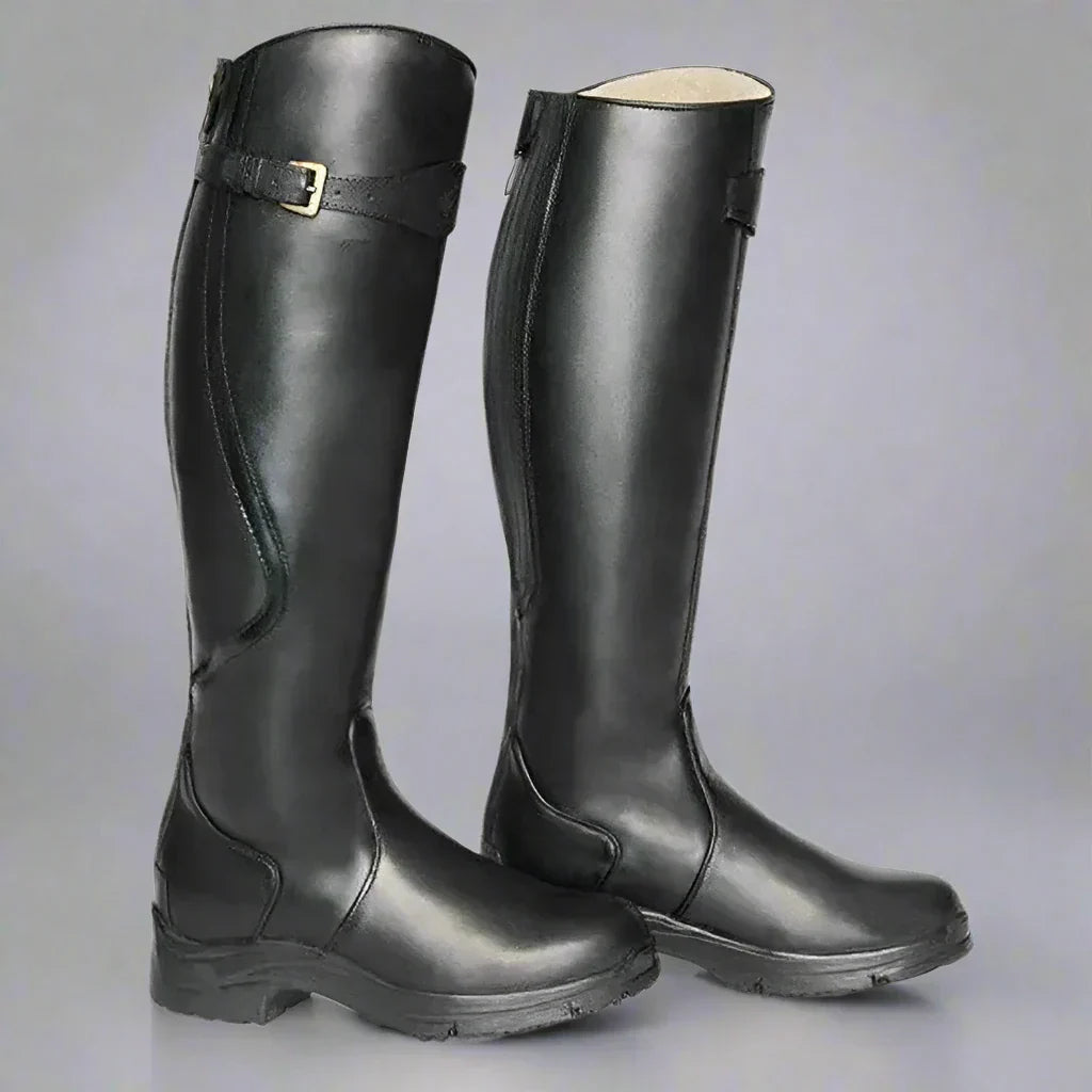 Faux Leather Zip Front Riding Boots