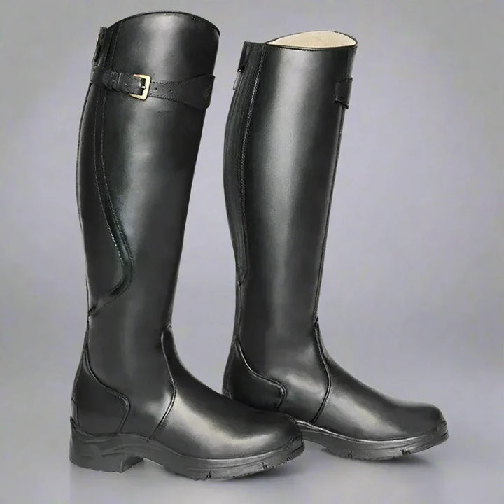 Faux Leather Zip Front Riding Boots