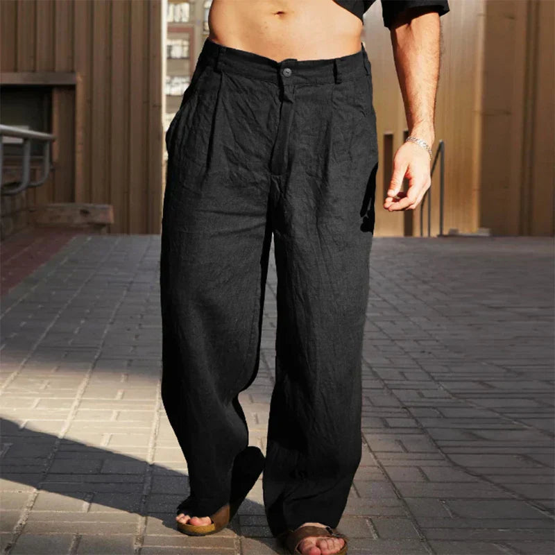 Mike | Linen Wide Leg Trousers