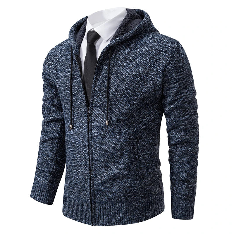 Mens Zip Front Casual Ribbed Cuff Cardigan