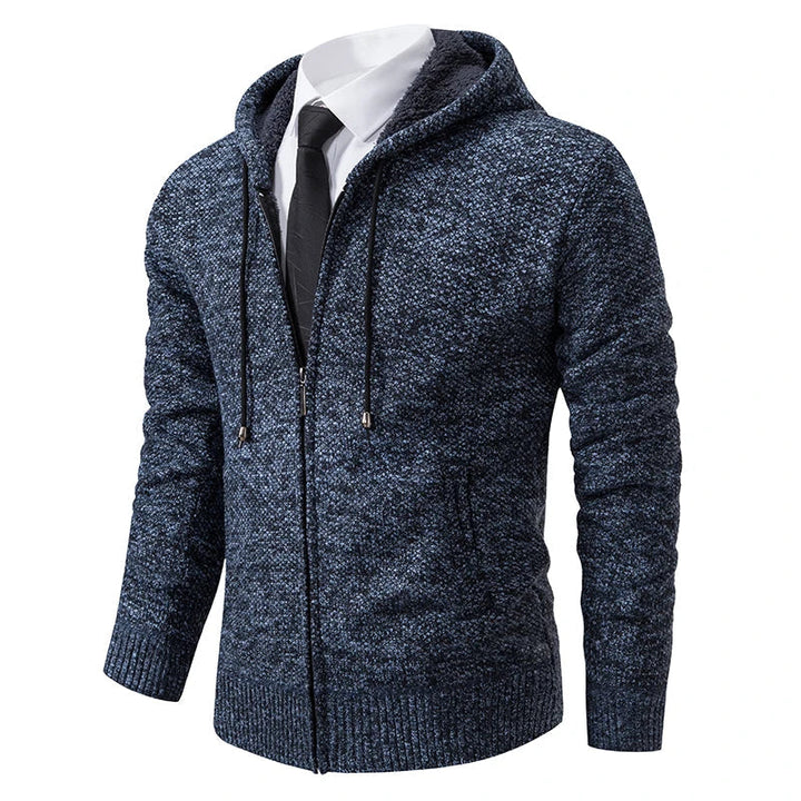 Mens Zip Front Casual Ribbed Cuff Cardigan