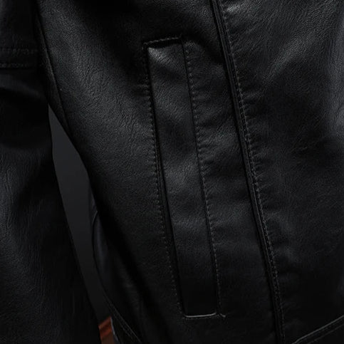 Mens Collared Leather Trucker Jacket