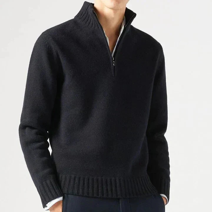 Mens Knitted Zip Front Everyday Sweater