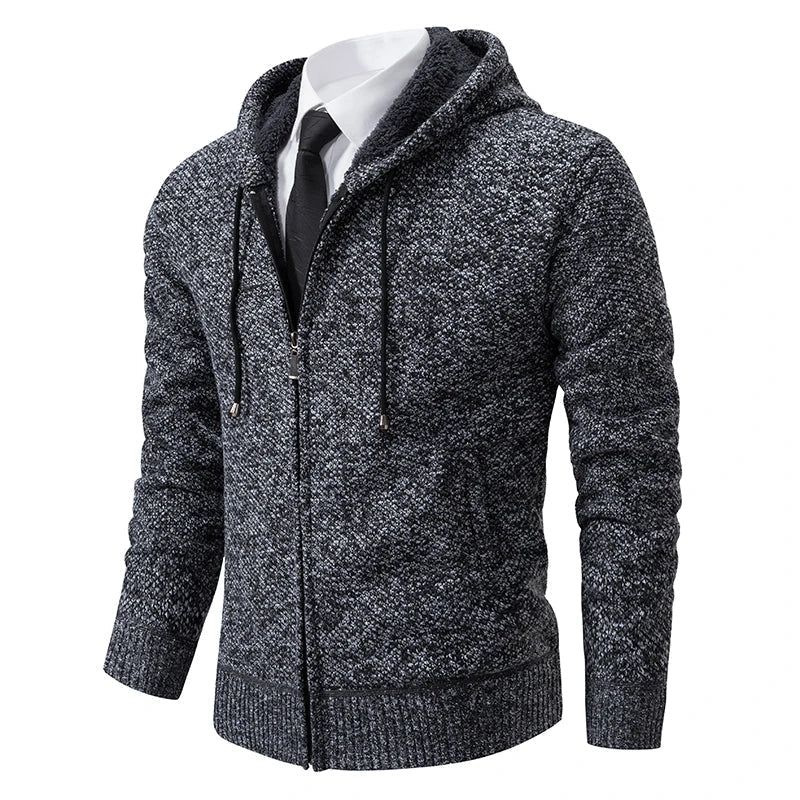 Mens Zip Front Casual Ribbed Cuff Cardigan