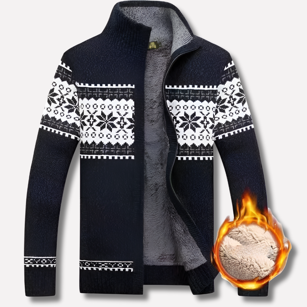 Mens Knitted Zip Front Relaxed Fit Jacket