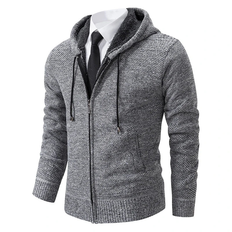 Mens Zip Front Casual Ribbed Cuff Cardigan
