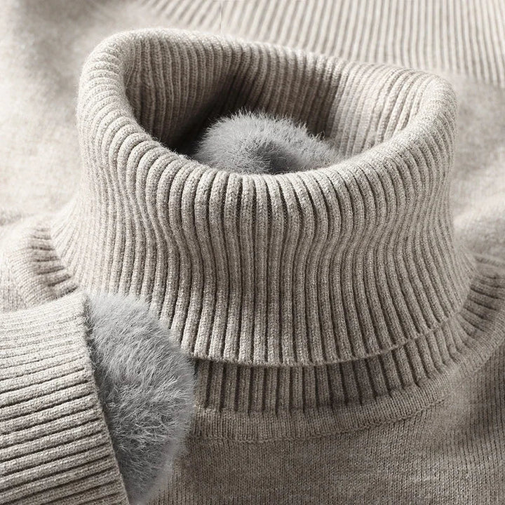 Mens Fleece Lined Turtleneck Jumper