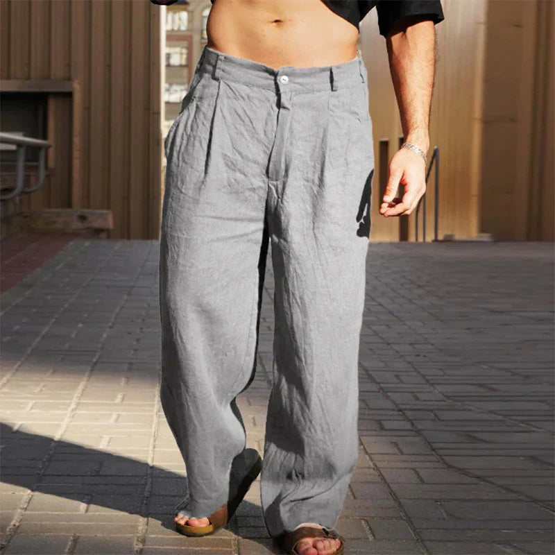 Mike | Linen Wide Leg Trousers