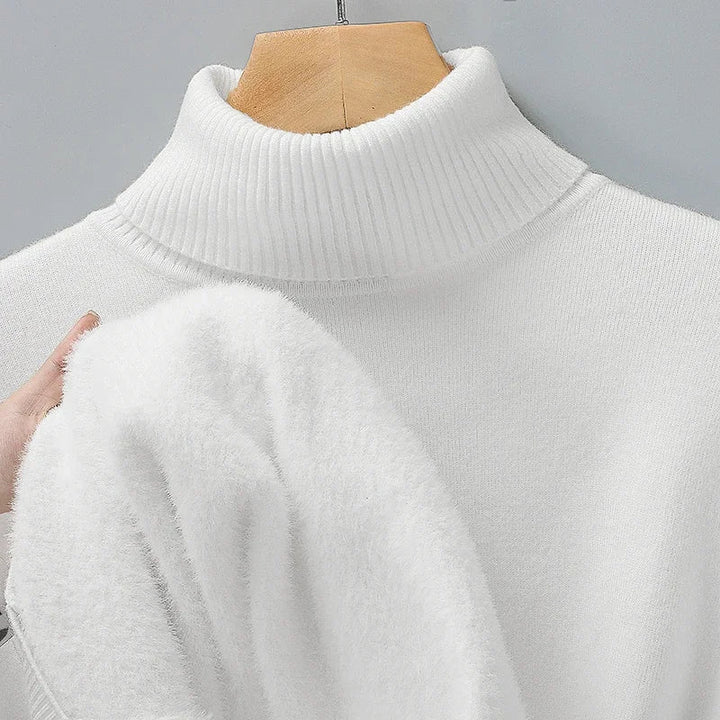 Mens Fleece Lined Turtleneck Jumper
