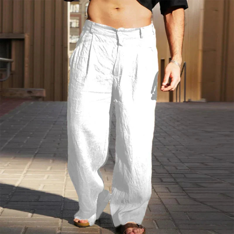 Mike | Linen Wide Leg Trousers