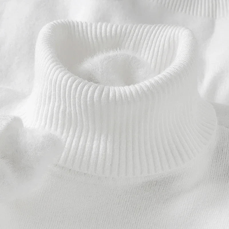 Mens Fleece Lined Turtleneck Jumper